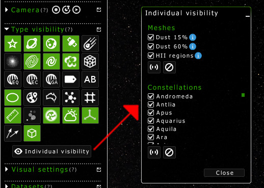 Individual object visibility