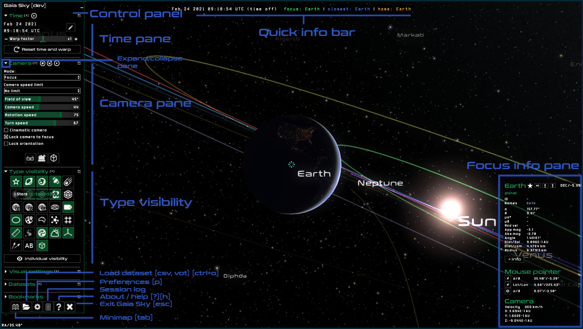 Gaia Sky User Unterface