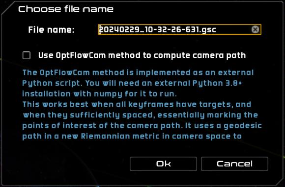 Keyframes export window.