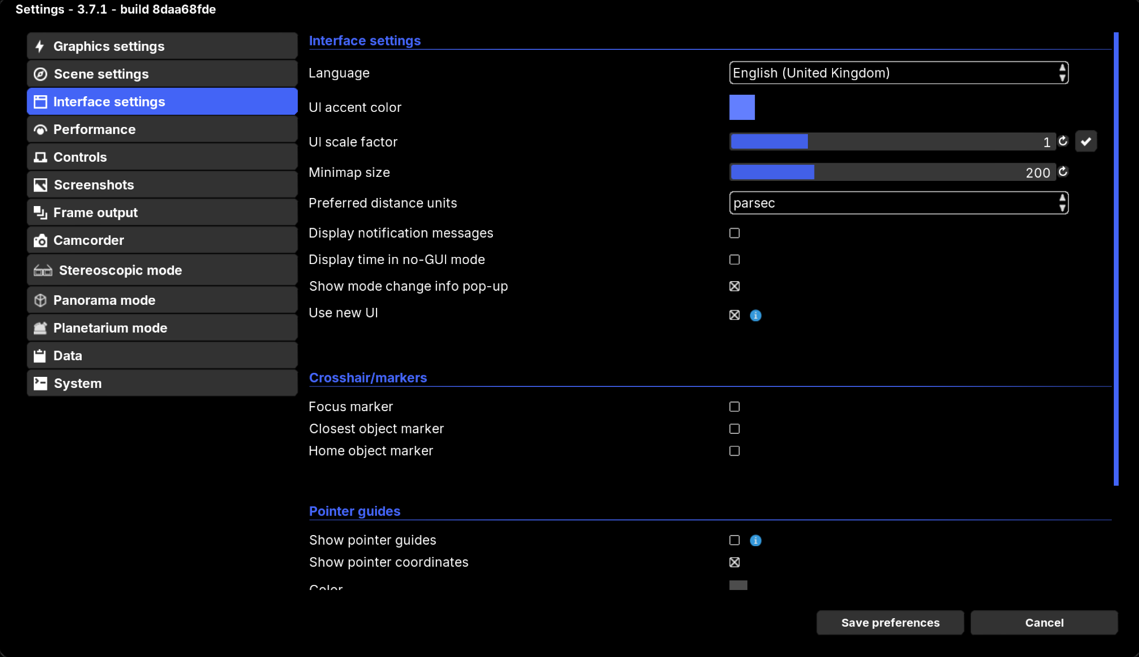 Settings and configuration — Gaia Sky docs